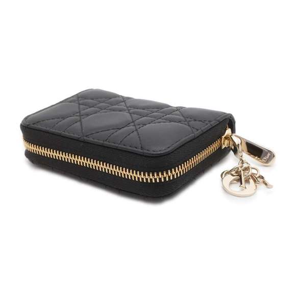Dior  Lambskin Christian Coin Case Black Voyage Lady - Picture 1 of 9